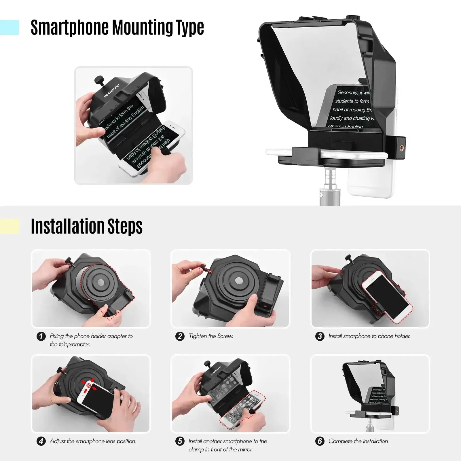 Andoer Portable Smartphone Teleprompter With Remote Control