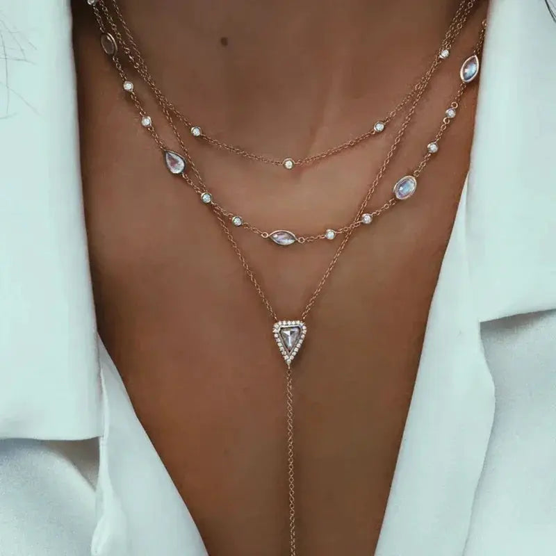 Boho Multi Element Crystal Layered Necklace for Women