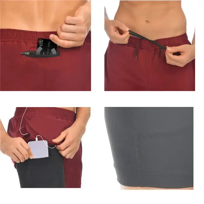 Men Summer Running Shorts 2 In 1 Quick Dry Gym Shorts