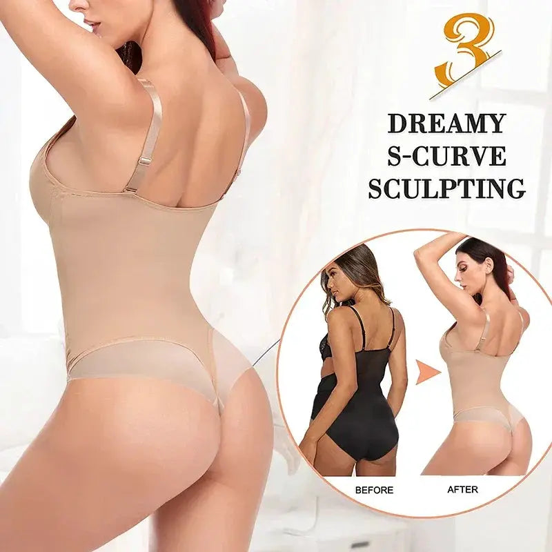 Women's Body Shaper Bodysuit With Padded Bra Support