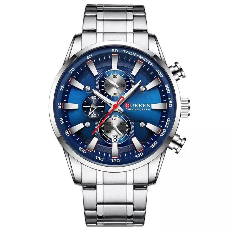 Curren Chronograph Watch Stainless Steel Waterproof Sport