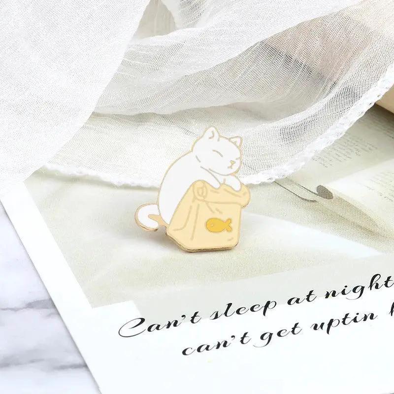 Charming Cat Enamel Pins Cartoon Brooch Gift For Cat Lovers