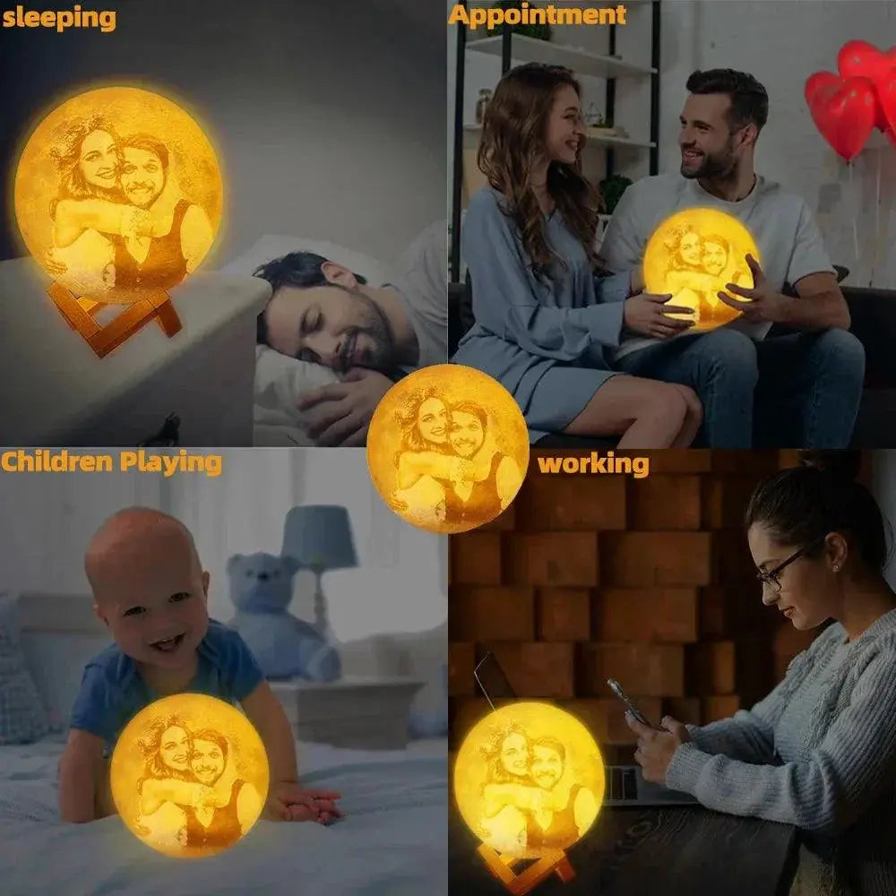 Personalized 3D Printed Moon Lamp With Photo Night Light