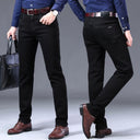 Winter Men Black Blue Straight Stretch Denim Pants Sale