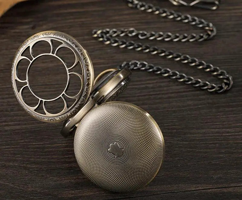 Vintage Bronze Pocket Watch Roman Numeral Skeleton Hand Wind
