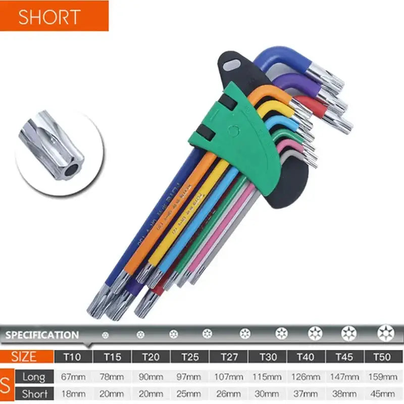 Allen Key Set L Wrench Kit 9 Piece Long Arm Hex Keys