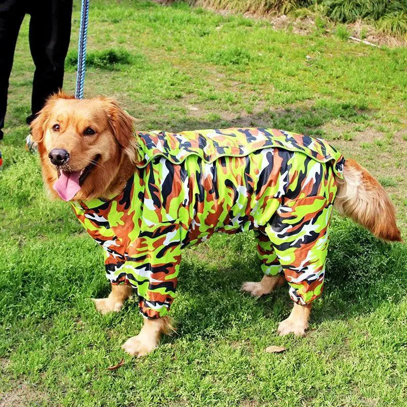 Large Dog Waterproof Hooded Raincoat Jacket Overalls 6XL