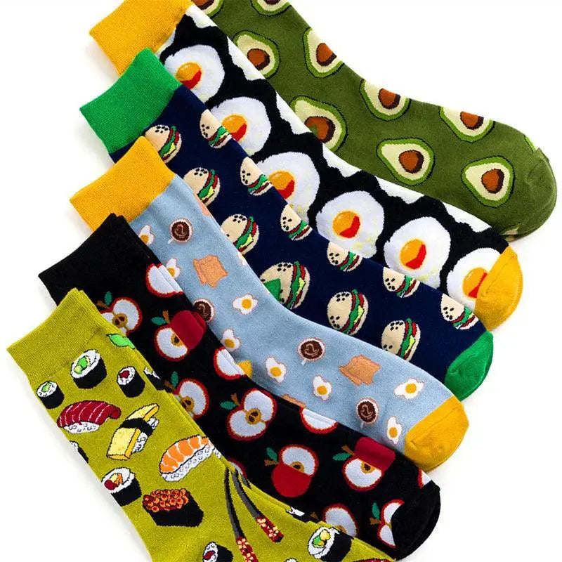 Playful Avocado And Sushi Animal Socks Happy Cotton Blend