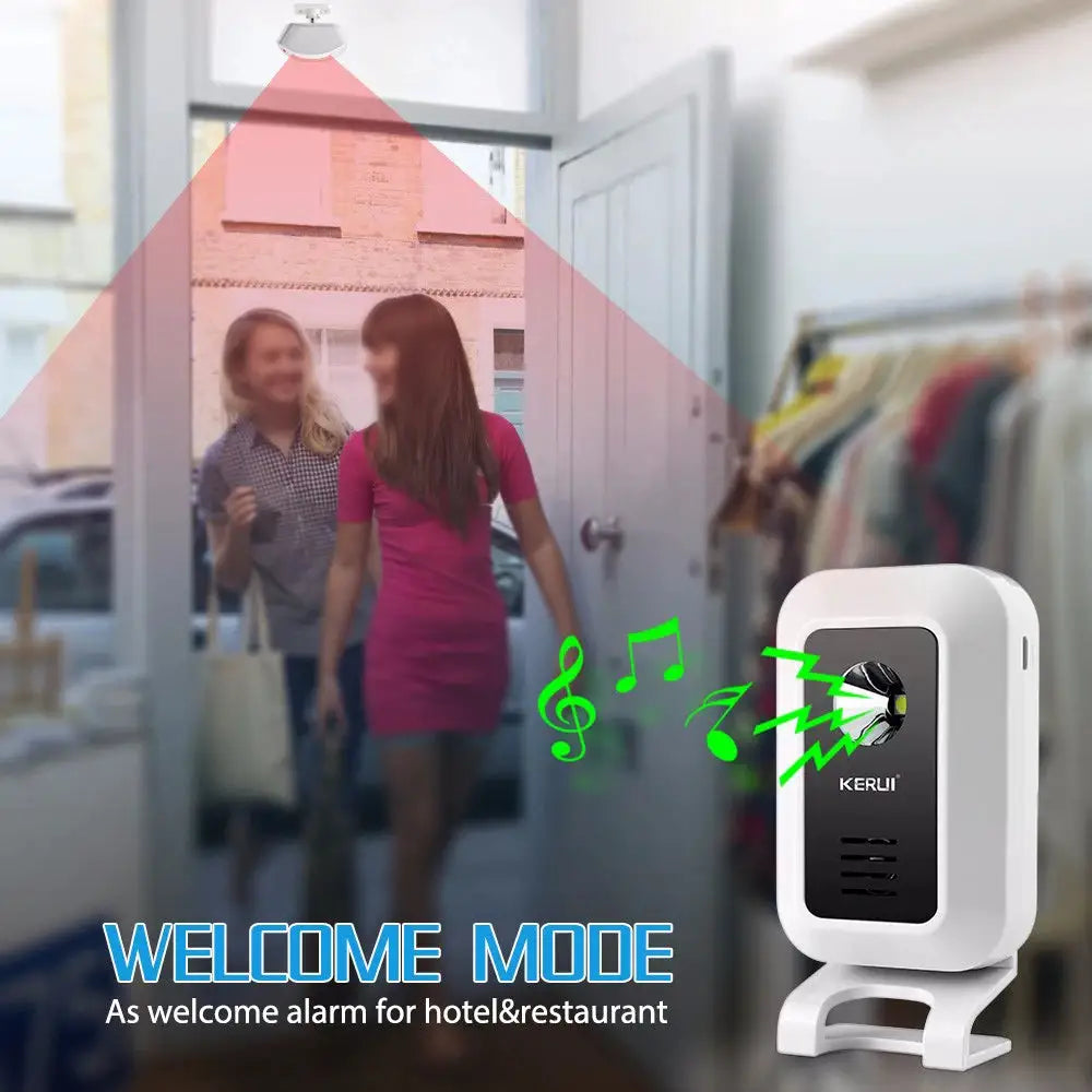KERUI M7 Wireless Welcome Motion Sensor Security Alarm 32 Songs DoorBell Chime Smart Home LED Night Light Door Window Store Shop