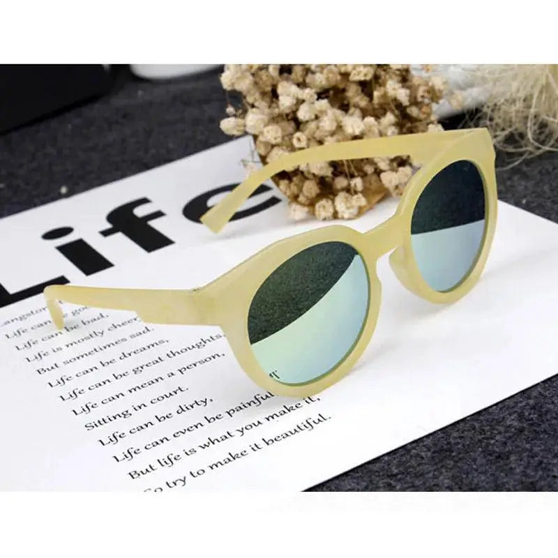 UV400 Kids Sunglasses Retro Round Reflective Eyewear