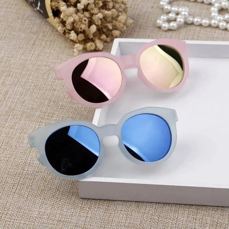UV400 Kids Sunglasses Retro Round Reflective Eyewear