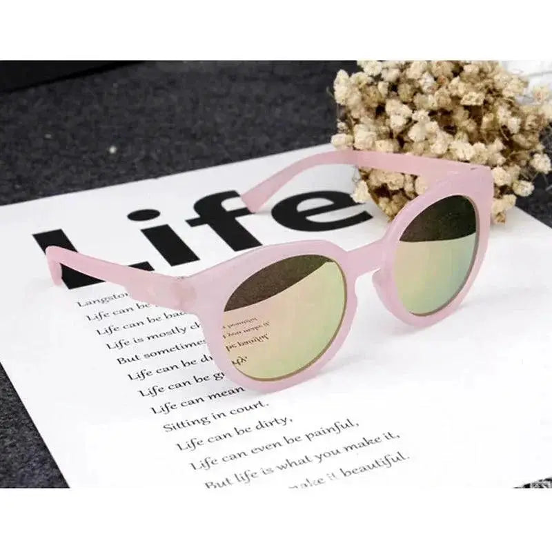 UV400 Kids Sunglasses Retro Round Reflective Eyewear