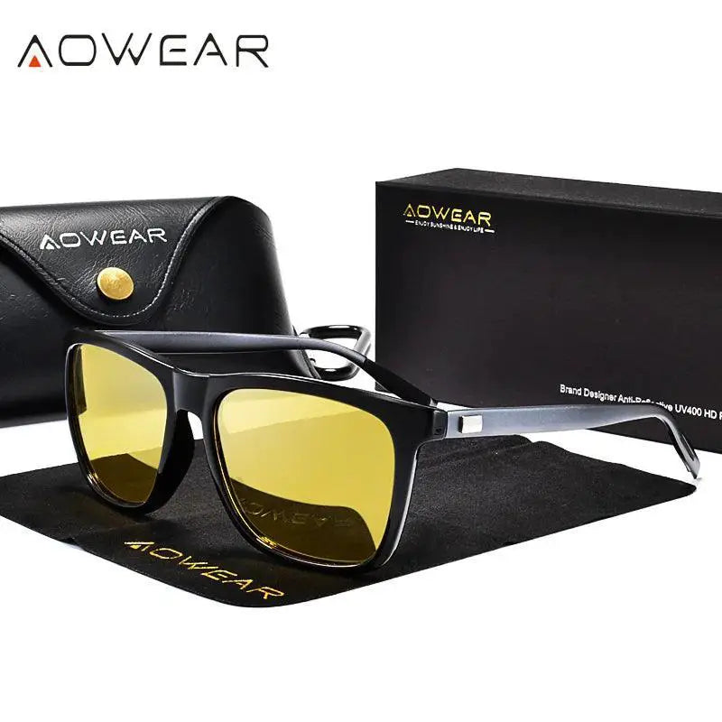 Mens Polarized Night Vision Driving Glasses AOWEAR