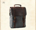 Men Leather Canvas Backpack Rucksack 20L