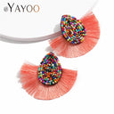 2024 Fringe Tassel Earrings For Women Colorful Beaded Boho Statement Jewelry