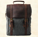 Men Leather Canvas Backpack Rucksack 20L