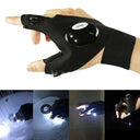 Charged Gloves Outdoor Hiking Fingerless Gloves with LED Light