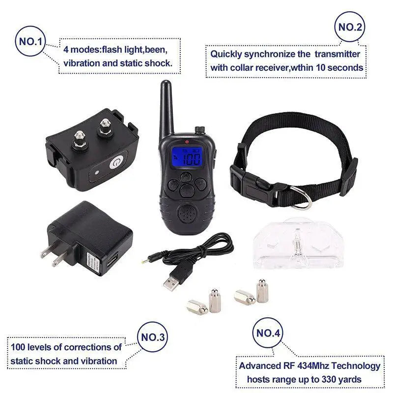 Electronic Dog Training Collar With Remote LCD Screen