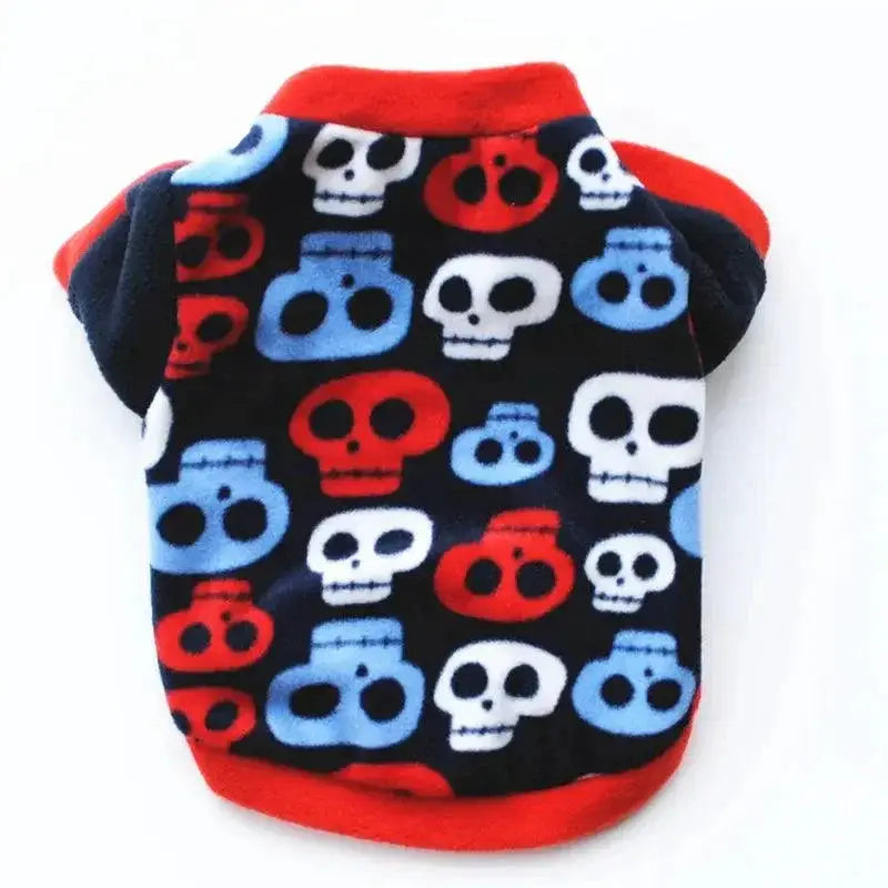 Warm Fleece Skull Print Dog Coat Camouflage Bulldog Jacket
