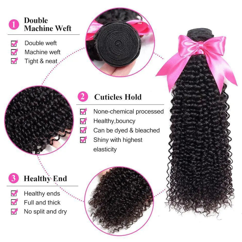 Mongolian Kinky Curly Hair Set Human Hair Bundle Premium