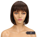 Youthful Red Brazilian Bob Wig with Bangs Chic Style