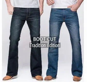 Mens Boot Cut Jeans Slim Fit Denim Pants Slightly Flared