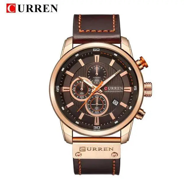 CURREN Leather Military Watch Quartz Wristwatch For Men