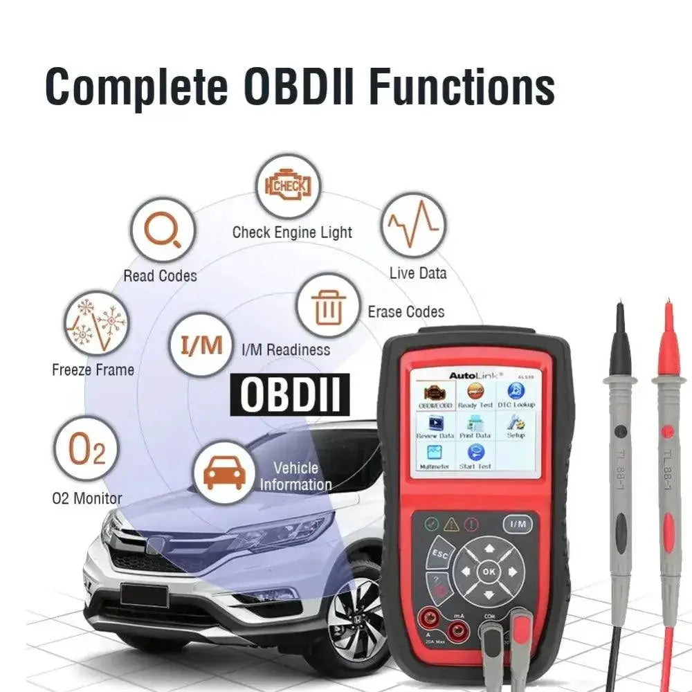 Autel AutoLink AL539 OBDII Diagnostic Scanner AVO Meter Tool