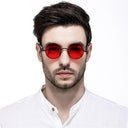 Vintage Steampunk Red Round Sunglasses for Men and Women