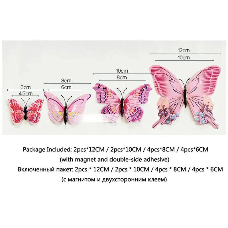 Butterfly Wall Stickers 3D Home Decor Magnets Decals