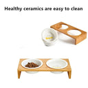 Ceramic Bamboo Pet Bowl Set Stylish Elevated Feeding Station