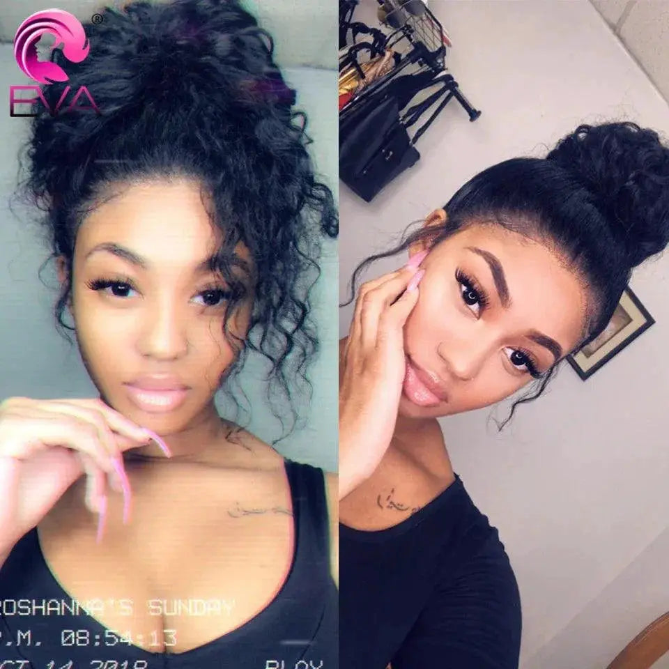 360 Full Lace Curly Human Hair Wig For Women Pre Plucked