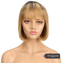 Youthful Red Brazilian Bob Wig with Bangs Chic Style