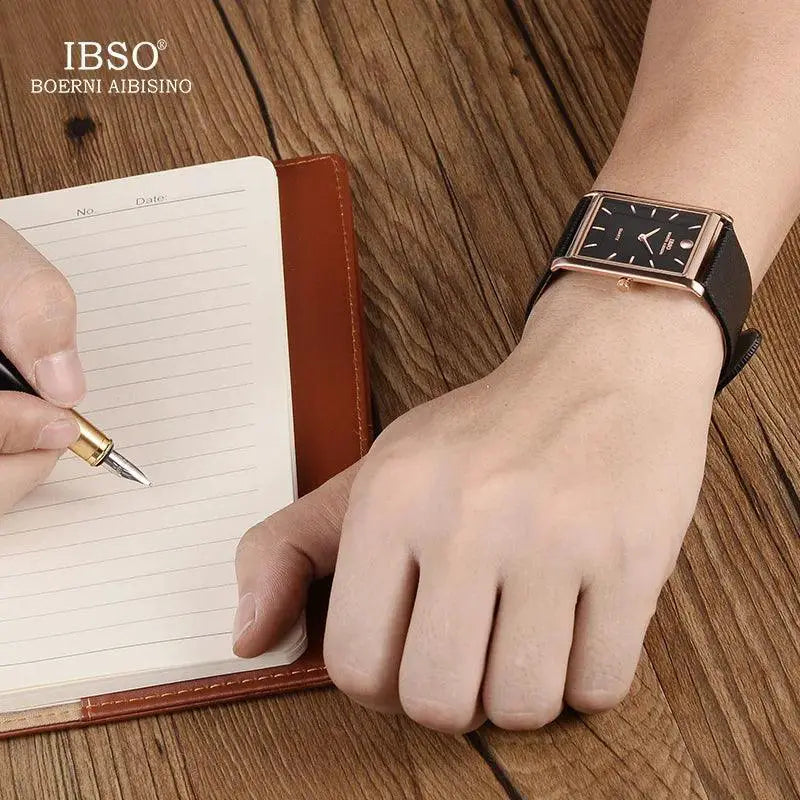 IBSO Classic Mens Fashion Watch Sleek Rectangle Dial