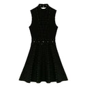 Vintage Black Beaded A-Line Party Dress for Summer Events