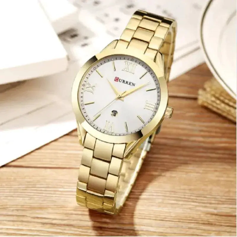 CURREN Gold Steel Bracelet Watch for Women Timepiece