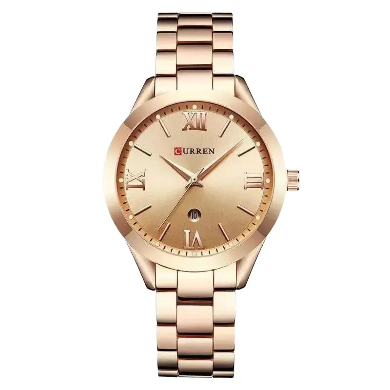 Gold Steel Watch for Women with Calendar — product view 1