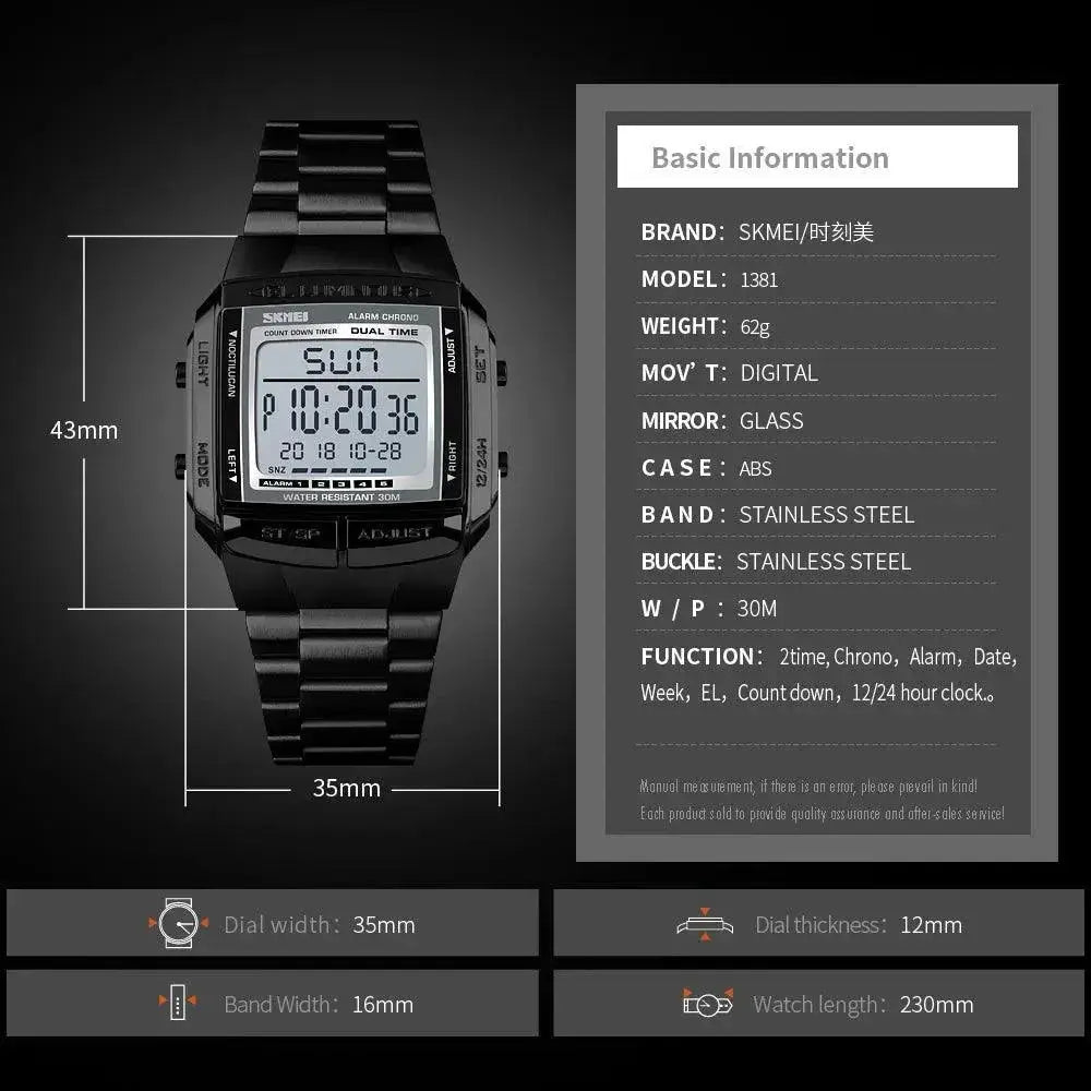 SKMEI Military Digital Sports Watch LED Waterproof Alarm