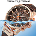 CURREN Leather Military Watch Stylish Quartz Wristwatch for Men