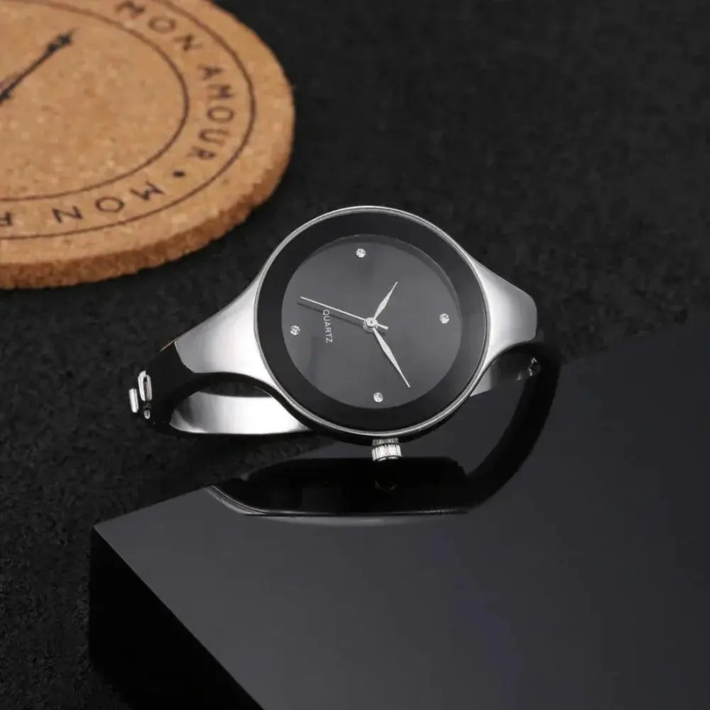 Crystal Bracelet Wristwatch Stainless Steel Timepiece Ladies