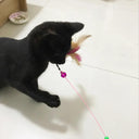 Colorful Feather Wand Cat Toy with Bell & Mouse Teaser