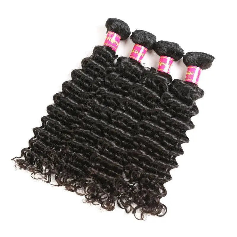 Ali Queen Deep Wave Brazilian Remy Bundle Kit Natural Black
