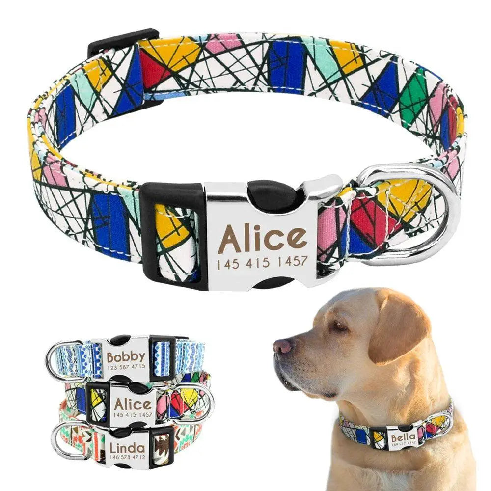 Personalized Reflective Nylon Dog Collar for All Dog Sizes