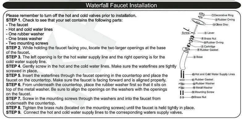 Elegant Glass Waterfall Tap for Baths — product view 12