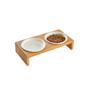 Ceramic Bamboo Pet Bowl Set Stylish Elevated Feeding Station