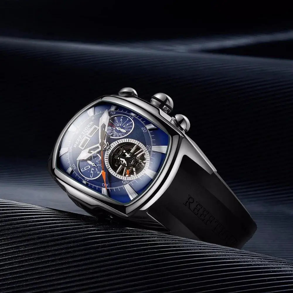 Reef Tiger Tourbillon Stainless Steel Sport Watch Luxury