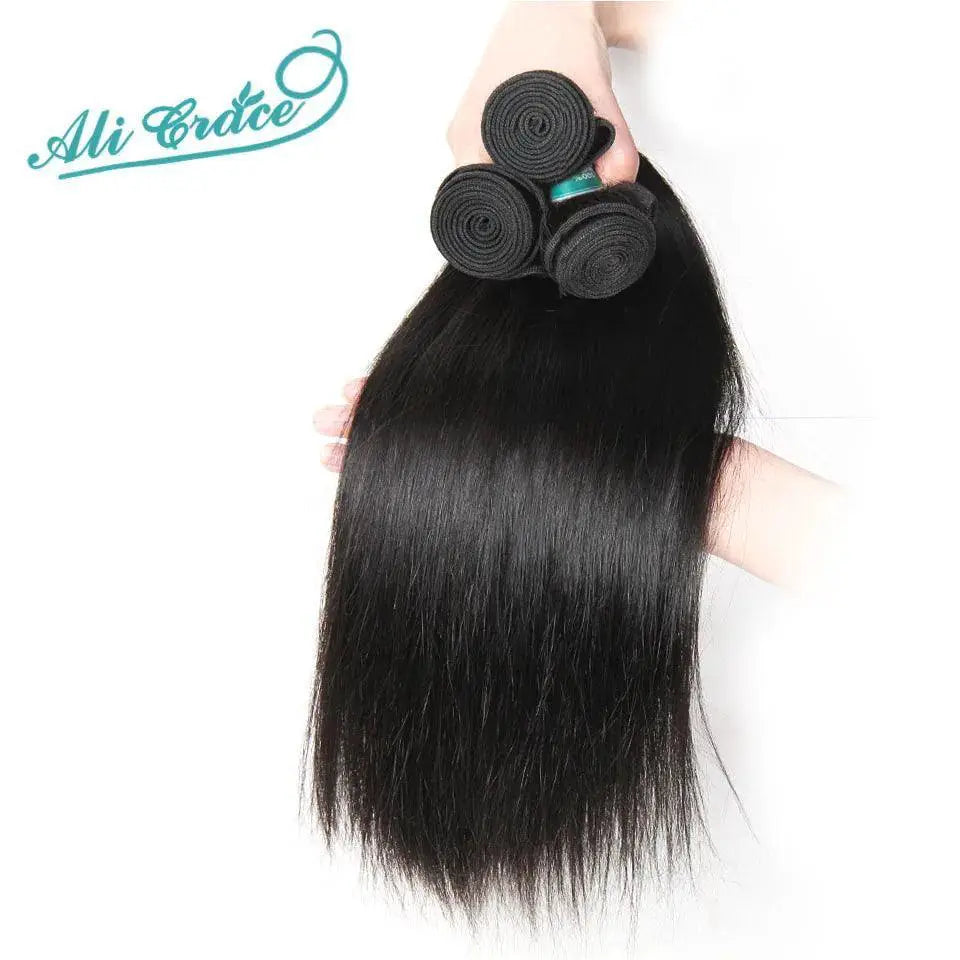 Indian Straight Hair Bundle Set With Lace Closure Luxe Remy