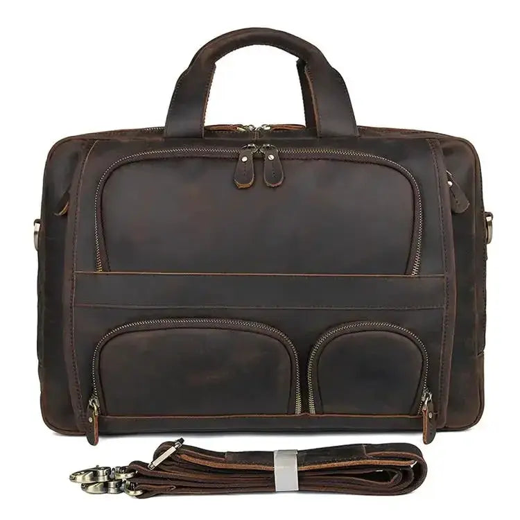 17.3 Inch Laptop Briefcase Leather Bag Retro Professional