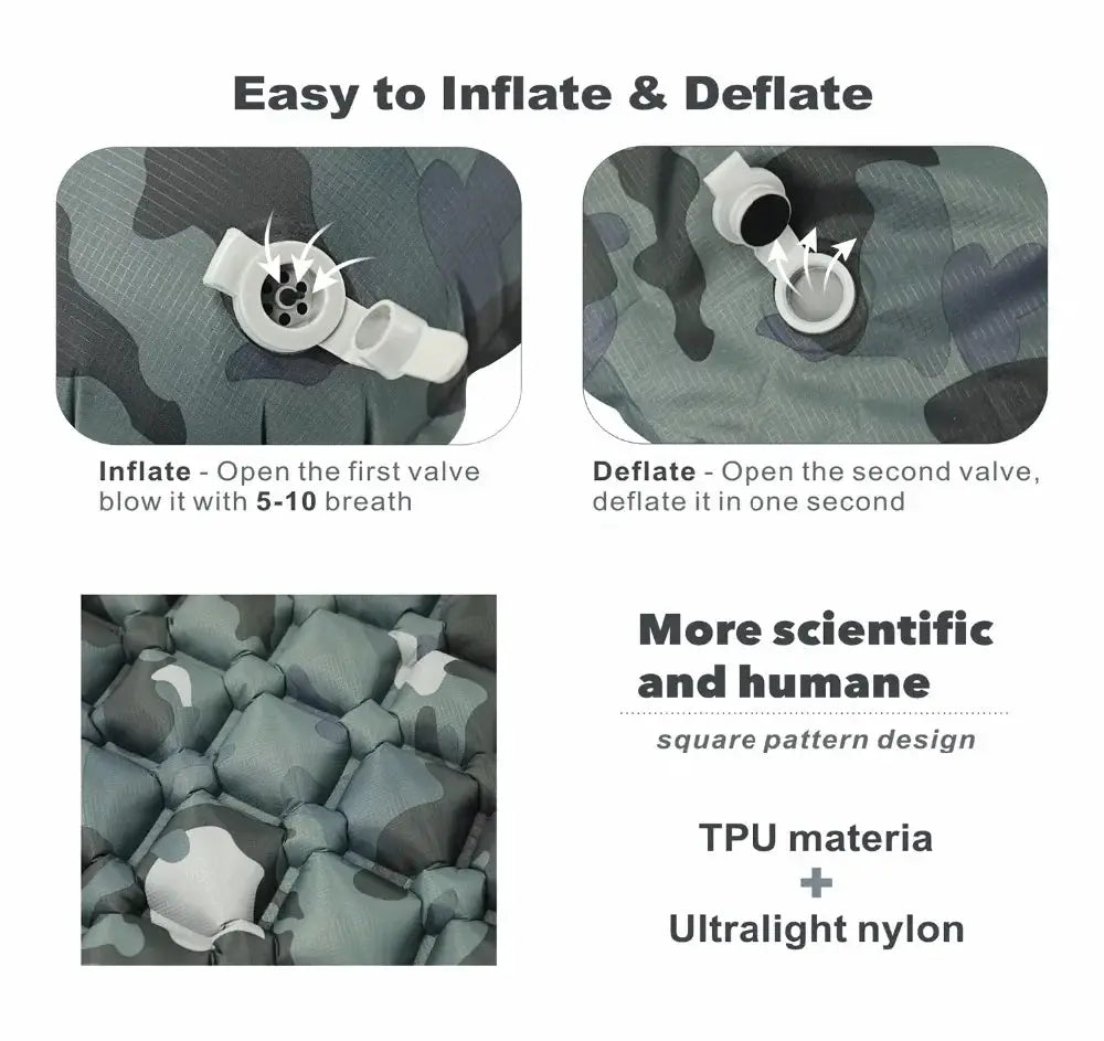 Outdoor Sleeping Pad Inflatable Mattress With Pillows