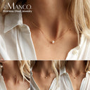 e-Manco Stainless Steel Choker Imitated Pearl Necklaces